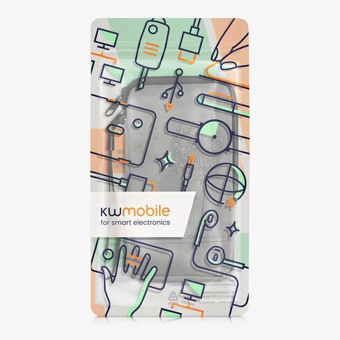 kwmobile Universal Smartphone Pouch Size L - 6.5" - Synthetic Leather Case w/Zipper - Dandelion Love Grey in Saudi Arabia