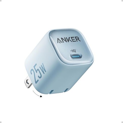 كتلة شاحن USB C بقوة 25 وات من Anker، مدمجة وقابلة للطي، تدعم الشحن السريع PPS لجهاز Galaxy S24/Z Fold/Z Flip/Tab، iPhone، iPad (أسود) in Kuwait