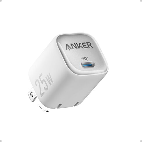 كتلة شاحن USB C بقوة 25 وات من Anker، مدمجة وقابلة للطي، تدعم الشحن السريع PPS لجهاز Galaxy S24/Z Fold/Z Flip/Tab، iPhone، iPad (أسود) in Kuwait