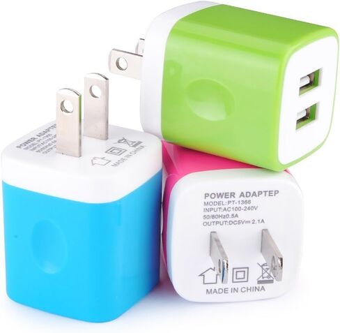 Wall Charger, 3Pack 5V/2.1A AILKIN 2-Port USB Wall Charger Home Travel Plug Power AC Adapter Fast Charging Block Cube for iPhone 15 14 13 12 SE 11Pro Max XS XR 8 Plus, Samsung Galaxy, Google Pixel Box in Saudi Arabia