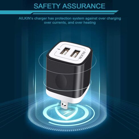 Wall Charger, 3Pack 5V/2.1A AILKIN 2-Port USB Wall Charger Home Travel Plug Power AC Adapter Fast Charging Block Cube for iPhone 15 14 13 12 SE 11Pro Max XS XR 8 Plus, Samsung Galaxy, Google Pixel Box in Saudi Arabia