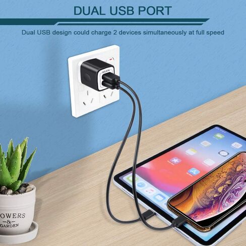 Wall Charger, 3Pack 5V/2.1A AILKIN 2-Port USB Wall Charger Home Travel Plug Power AC Adapter Fast Charging Block Cube for iPhone 15 14 13 12 SE 11Pro Max XS XR 8 Plus, Samsung Galaxy, Google Pixel Box in Saudi Arabia