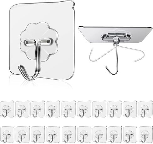 Wall Hooks 33 lbs(Max) Transparent Seamless Hooks for Hanging,Waterproof Oilproof Bathroom Kitchen Heavy Duty Adhesive Hooks,Coat Hooks, Utility Towel Bath Ceiling Hooks (10Pack) in Saudi Arabia