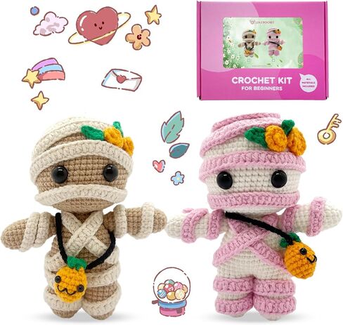 LOLCROCHET Highland Cow Crochet Kit for Beginners, 2 Pcs Animals Amigurumi Crochet Starter Kit with Step-by-Step Video Tutorial, Easy Knitting Set for Kids Adults Crocheting Doll Xmas Gift in Saudi Arabia