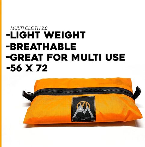 | Multicloth 2.0 Water Resistant Ultralight Lightweight Backpacking Camping Survival and Ground Tarp | 1.9oz Orange | Measures 56 inches by 72 inches | has Stake Loops in Saudi Arabia