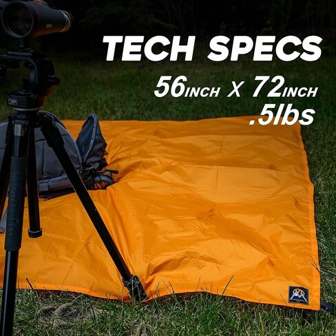 | Multicloth 2.0 Water Resistant Ultralight Lightweight Backpacking Camping Survival and Ground Tarp | 1.9oz Orange | Measures 56 inches by 72 inches | has Stake Loops in Saudi Arabia
