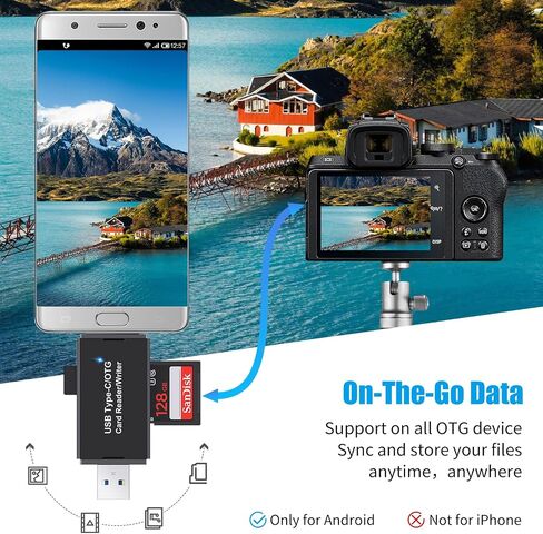 قارئ بطاقة SD بفتحة مزدوجة لجهاز i-Phone i-Pad، قارئ بطاقة ذاكرة التصوير الفوتوغرافي، يدعم بطاقات SD وTF، عارض كاميرا المسار، محول بطاقة SD للألعاب، التوصيل والتشغيل، نقل سريع للصور ومقاطع الفيديو in Kuwait