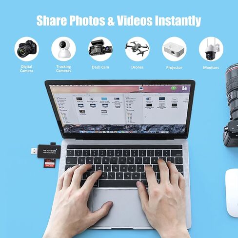 قارئ بطاقة SD بفتحة مزدوجة لجهاز i-Phone i-Pad، قارئ بطاقة ذاكرة التصوير الفوتوغرافي، يدعم بطاقات SD وTF، عارض كاميرا المسار، محول بطاقة SD للألعاب، التوصيل والتشغيل، نقل سريع للصور ومقاطع الفيديو in Kuwait