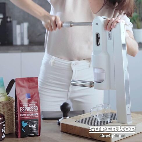 SUPERKOP Espresso & Coffee Maker, Manual Espresso Tool & Machine - Portable, Maintenance Free, Retro Stylish Design, Commercial & Home Purposes - 18 gr Espresso Capacity, Non-Electric - Black in Saudi Arabia