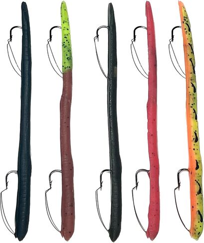 DeLong Lures 6" KILR Worm – Made in USA Weedless Pre-Rigged Soft Plastic Swimbaits, Extra Durable Bass Fishing Lures for Pike and More, 5-Pack Variety in Saudi Arabia