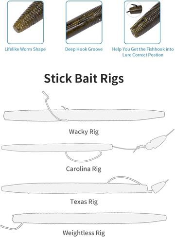 Fishing Lures Kit,Senko Worms for Bass Fishing, Wacky Worms Bass Lures, Premium Bass Fishing Kit with Soft Plastic Baits,for All Water Conditions, Effective Fishing Bait Set in Saudi Arabia