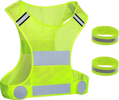 GOOFIT Running Vest and 2 Arm Straps for Jogging, Bicycle, Cycling Reflective High Visibility Vest Breathable Lightweight for Men & Women in Saudi Arabia