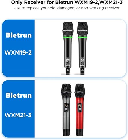 جهاز استقبال/محول Bietrun فقط WXM19-2، WXM21-3، مع بطارية 1200 مللي أمبير في الساعة لمدة 7 ساعات، وقت الاستخدام عند الشحن بالكامل خلال 4-5 ساعات، مخرج XLR، نطاق إشارة UHF 160 قدمًا - 240 قدمًا in Kuwait