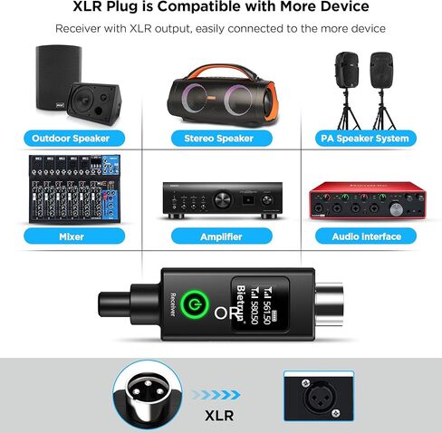 جهاز استقبال/محول Bietrun فقط WXM19-2، WXM21-3، مع بطارية 1200 مللي أمبير في الساعة لمدة 7 ساعات، وقت الاستخدام عند الشحن بالكامل خلال 4-5 ساعات، مخرج XLR، نطاق إشارة UHF 160 قدمًا - 240 قدمًا in Kuwait