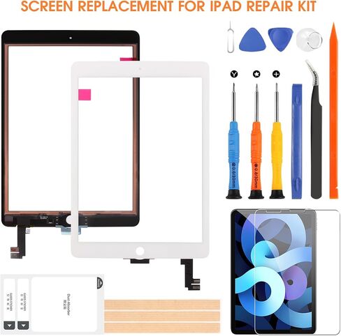 استبدال شاشة iPad Air 2، شاشة تعمل باللمس لجهاز iPad Air 2 الجيل الثاني 9.7 بوصة A1566 A1567 لوحة زجاجية تعمل باللمس وأدوات إصلاح (بدون زر الصفحة الرئيسية، وليس LCD) in Saudi Arabia