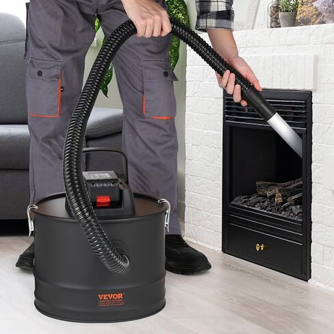 VEVOR Cordless Ash Vacuum Cleaner, 15L Capacity Powerful Suction, Portable Vacuum Cleaner with Reverse Suction, 5.9 ft Power Cable, 10 Kpa Max. Vacuum, for Fireplaces, Pellet Stoves, Wood Stove, Black in Saudi Arabia