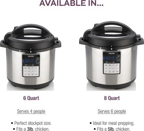 Zavor LUX LCD 6 Quart Programmable Electric Multi-Cooker: Pressure Cooker, Slow Cooker, Rice Cooker, Yogurt Maker, Steamer and more - Stainless Steel (ZSELL02) in Kuwait