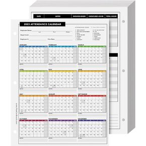 2023 Attendance Calendar Card Stock Paper – Great Employee Work Tracker | Printed on Durable and Thick 80lb (216gsm) Cardstock | 8 ½ X 11 | 50 Sheets per Pack