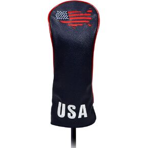 USA Golf Head Covers for Driver & Fairway Woods - Premium Leather Headcovers, Designed to Fit All Woods and Drivers