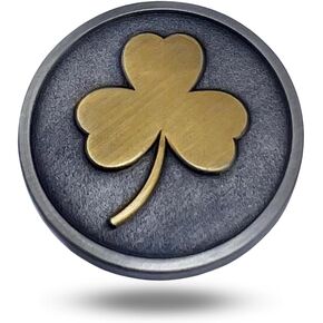 Full Metal Markers Irish Shamrock Ireland Clover Unique Magnetic Metal Golf Ball Marker with Hat Clip Accessory for Men & Women