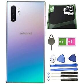 غطاء خلفي لهاتف Galaxy Note 10 Plus غطاء زجاجي بديل للباب مع أجزاء عدسة الكاميرا لهاتف Samsung Galaxy Note10+ Note10 Plus 5G +Tools (Aura Glow)