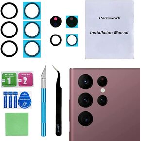 2 Sets Back Rear Camera Lens Glass Replacement for Samsung Galaxy Note 20 Ultra with Reparing Toolkit (Black)