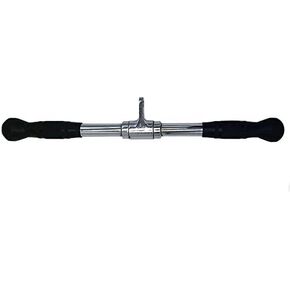 Lat Bar Cable Machine Attachment Curl Pulldown Bar Barbell Revolving Bar, Multi-Exerciser Cable Attachment Bar, Solid Steel Tricep Press Down Bar with Rubber Handgrips & Revolving Hanger