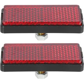 F FIERCE CYCLE Pair M6x1.0 Red Rectangle Universal Screw Mount Reflective Warning Reflector for Motorcycle Bike 56mm Length