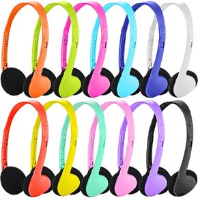 Classroom Headphones Bulk 24 Pack for Kids Children,On Ear Multi Color Varieties Comfy Swivel Earphones for Students,School,Library,Online Learning and Travel, HQ Clear Stereo Sound 3.5mm Jack