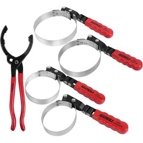 مجموعة مفاتيح ربط فلتر الزيت 5 قطع من LOZAGU، دوارة قياسية، 2-3/4 بوصة إلى 5-1/4 بوصة (68.85-133.35 مم)، كماشة فلتر زيت قابلة للتعديل 12 بوصة، أداة إزالة فلتر الزيت in Kuwait