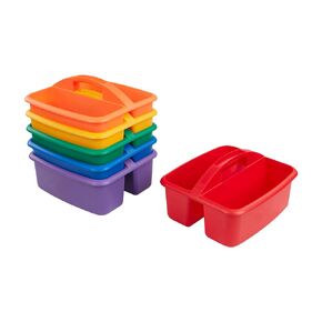 ECR4Kids 2-Compartment Storage Caddy, Supply Organizer, Earthtone, 6-Pack