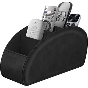Remote Control Holder with 5 Compartments, KENOBEE Anti-slip Desktop Caddy Storage Organizer for Remote Controllers, Office Supplies, Makeup Brush, Media Accessories, Black