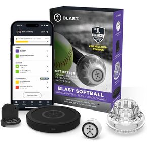 Blast Softball - Swing Analyzer (Sensor) - Advanced Player Development for Every Level, Analyzes Swings, Tracks Metrics, Video Capture Creates Highlights, 3D Swing Tracer, App Enabled (iOS/Android)