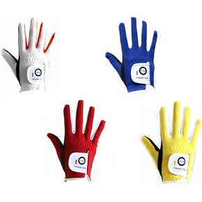 FINGER TEN Golf Gloves Junior Kids Youth Toddler Boys Girls Left Hand Right Hand Dura Feel White Blue Red Yellow Golf Glove Extra Value 2 Pack Age 4-11 Years Old