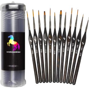 مجموعة فرش رسم للتفاصيل الدقيقة ذات قبضة مريحة مكونة من 12 قطعة من Workhorse in Kuwait