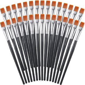 Zonon 30 Pieces Paint Brushes Bulk Small Flat Top Acrylic Oil Paint Brush for Artists Mini Touch up Crafts Detail Painting(3/4 Inch,Blue)