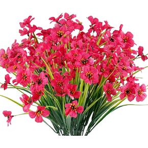 20 Bundles Artificial Flowers Outdoor UV Resistant Fake Flowers No Fade Faux Plastic Plants Garden Porch Window Box Decorating (Deep Red)…