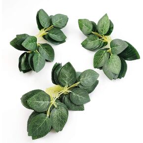 Floroom Artificial Green Leaves 35pcs Bulk Silk Greenery Fake Rose Flower Leaves for DIY Wedding Bouquets Bridal Shower Centerpieces Home Decorations