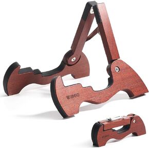 WINGO Wood Guitar Stand, Folding A-frame Wooden Floor Stand for Acoustic Electric Classical Guitars with Non-slip Rubber, Fully Assembled.