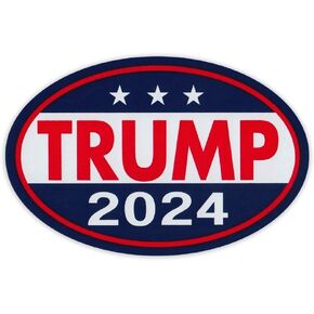 Oval Political Campaign Magnet, Donald Trump 2024, 6" x 4" Magnetic Bumper Sticker