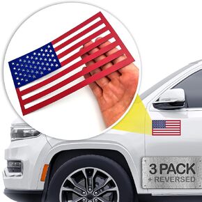Premium American Flag Magnets for Trucks and Cars (3 Pack) + Bonus Reverse Flag | Magnetic US Flags Cut-Out | Powerful Magnet - Will Never Fall Off Your Vehicle | Black | Not for Aluminum Cars
