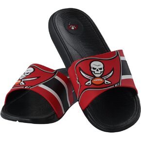 FOCO NFL Men's Striped Big Logo Raised Slide Sandal