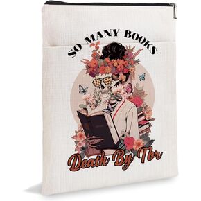 Book Strap, Book Sleeve for Book Lovers, So Many Books Death by TBR Book Covers for Readers Sleeve Gift Paperback Book Cover with Zipper6JB020
