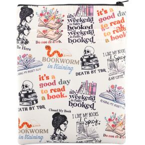 Book Reading Book Cover Book Lovers Book Sleeve Literature Gift Book Club Gift Bookworm Gift TBR Gift Librarian Gift Zipper Pouch (ReadingBookwormBS)