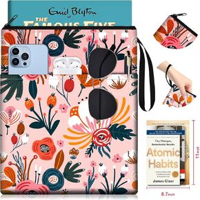 Slohif Book Sleeve Pouch Book Cover Protector with Zipper Cute Book Beau Booksleeve Small Large Floral Pouches for Paperback HardBook Cover Reading Accessories for Students Women Readers in Kuwait