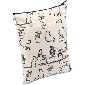 JNIAP Plant and Cat Lover Gifts for Women Plant Gardener Book Sleeve with Zipper Cat Gift for Cat Lovers Book Protector Cover for Hardcover Paperback Plant Lady Book Lover Bookish Gift Idea