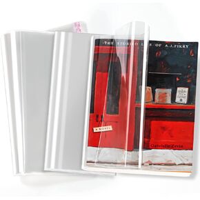 Clear Book Covers 50 PCS for 8 1/2" Tall Books, Adjustable Book Covers, Protect Against Wear and Tear, Water and Dust, Archival Safe, Adjustable for Book Size: 8 1/2" Tall x Up to 15" Long (50 Pack)