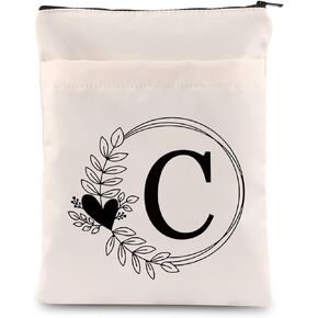 HOLLP Alphabet Book Cover A/C/J/K/M/Letter Initial Waterproof Zipper PouchInitial English Book Sleeve(M-Book Sleeve)