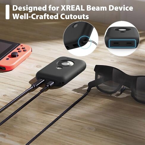 حافظة Doohoeek من السيليكون مع حزام يد متوافق مع Xreal Beam، غطاء سميك مع حزام سلسلة مقاوم للصدمات لـ XREAL Air Companion، أسود in Saudi Arabia