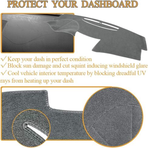 Dash Cover Dashboard Cover Mat Pad Fit for Toyota Camry 2007 2008 2009 2010 2011 (Black) Y27 in Kuwait